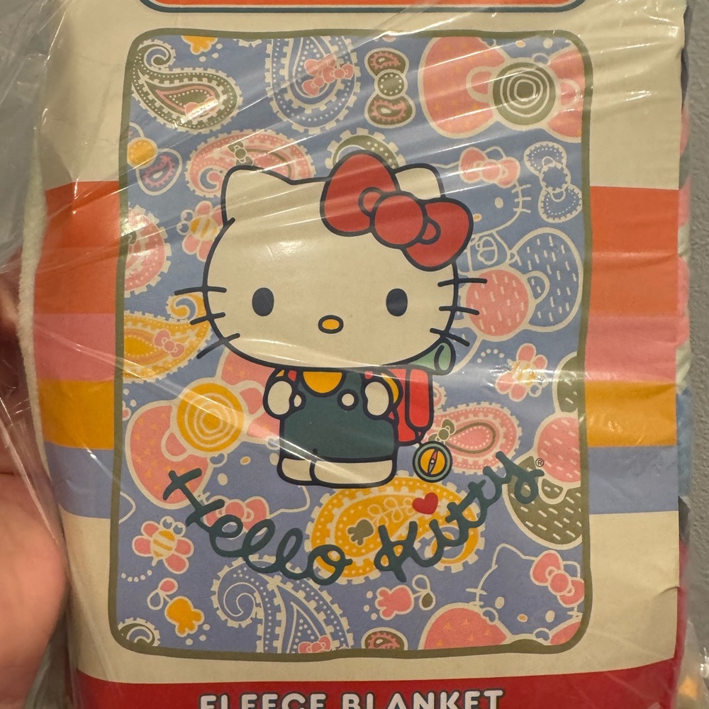 Hello Kitty Red and Blue Blanket Playful Design